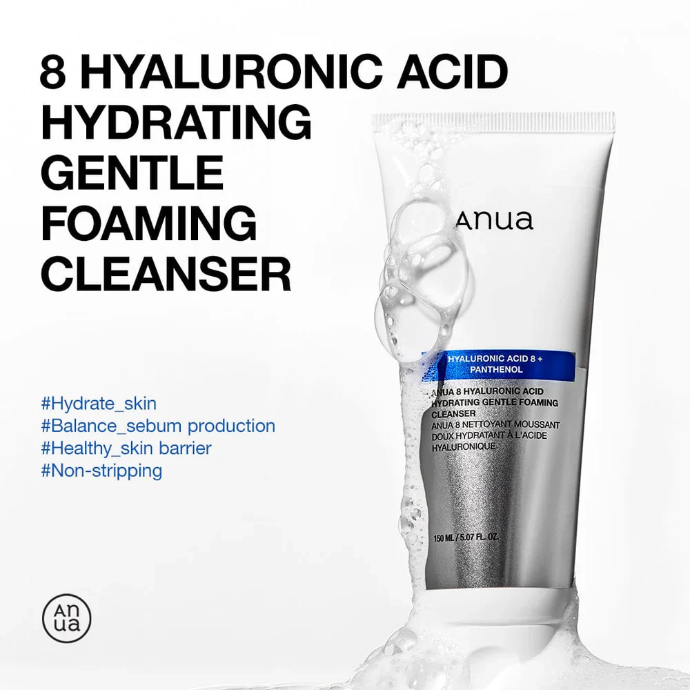 Anua 8 Hyaluronic Acid Hydrating Gentle Foaming Cleanser 150ml - Image 2