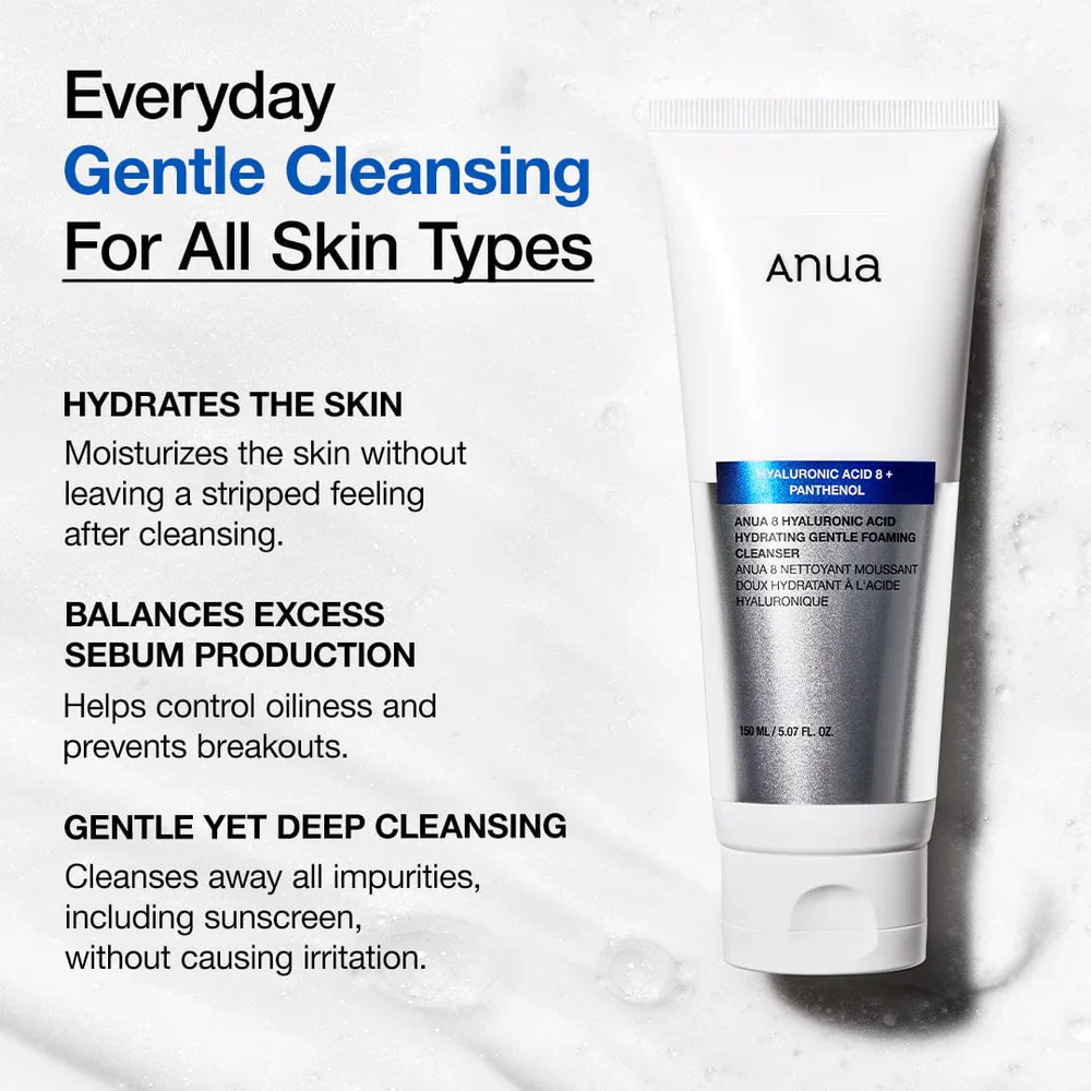 Anua 8 Hyaluronic Acid Hydrating Gentle Foaming Cleanser 150ml - Image 5