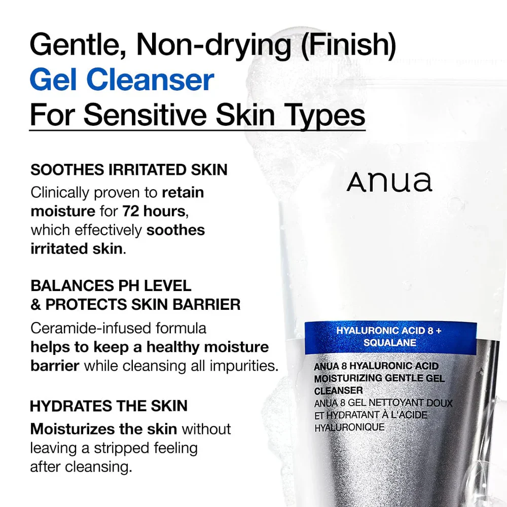 Anua 8 Hyaluronic Acid Moisturizing Gentle Gel Cleanser - Image 2