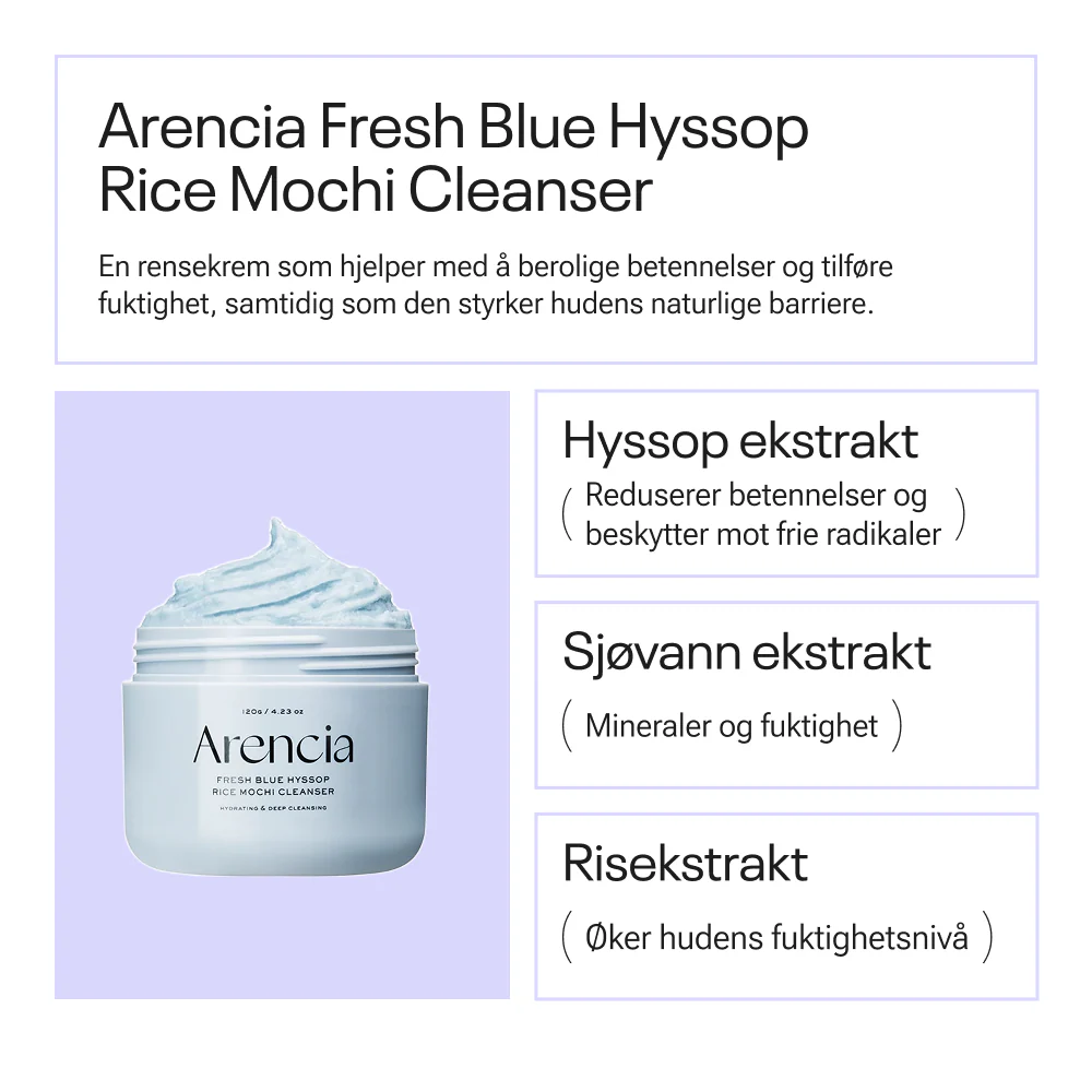 Arencia Fresh Blue Hyssop Rice Mochi Cleanser 120g - Image 2