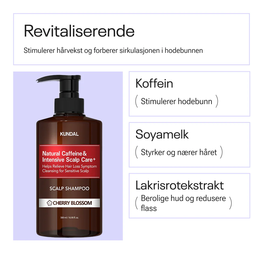 Kundal Natural Caffeine & Intensive Scalp Care+ Shampoo Cherry Blossom 500ml - Image 2