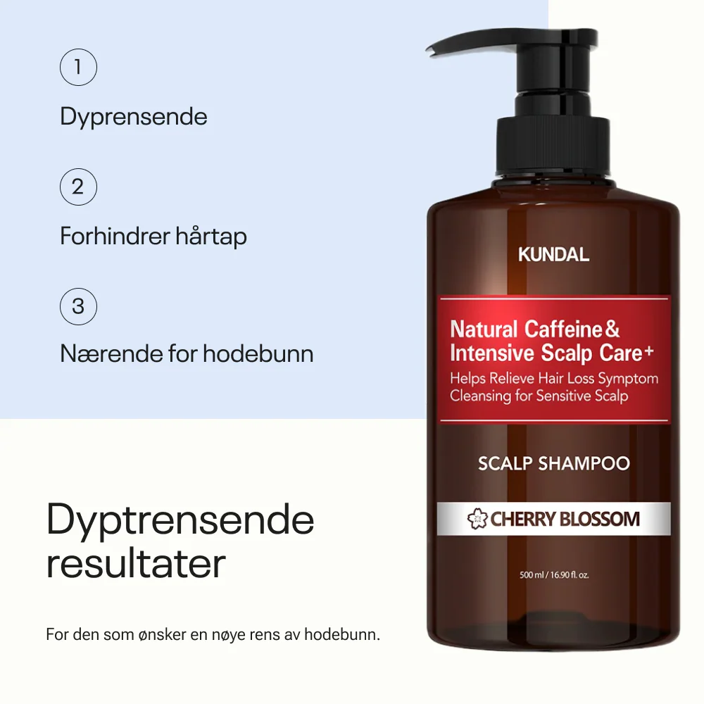 Kundal Natural Caffeine & Intensive Scalp Care+ Shampoo Cherry Blossom 500ml - Image 4