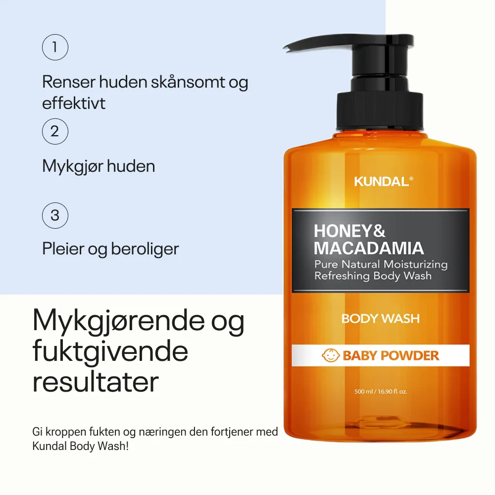 Kundal Honey & Macadamia Pure Body Wash Baby Powder 500 ml - Image 5
