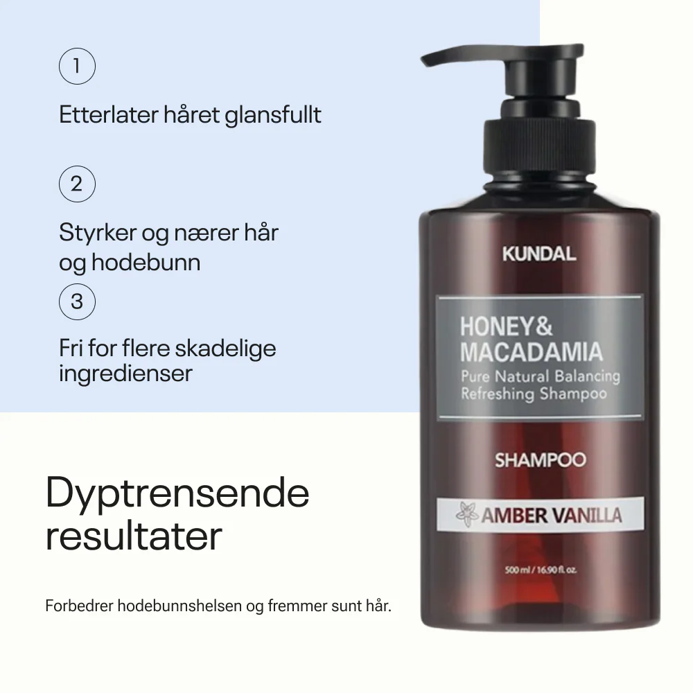 Kundal Honey & Macadamia Pure Natural Refreshing Shampoo Amber Vanilla 500ml - Image 4