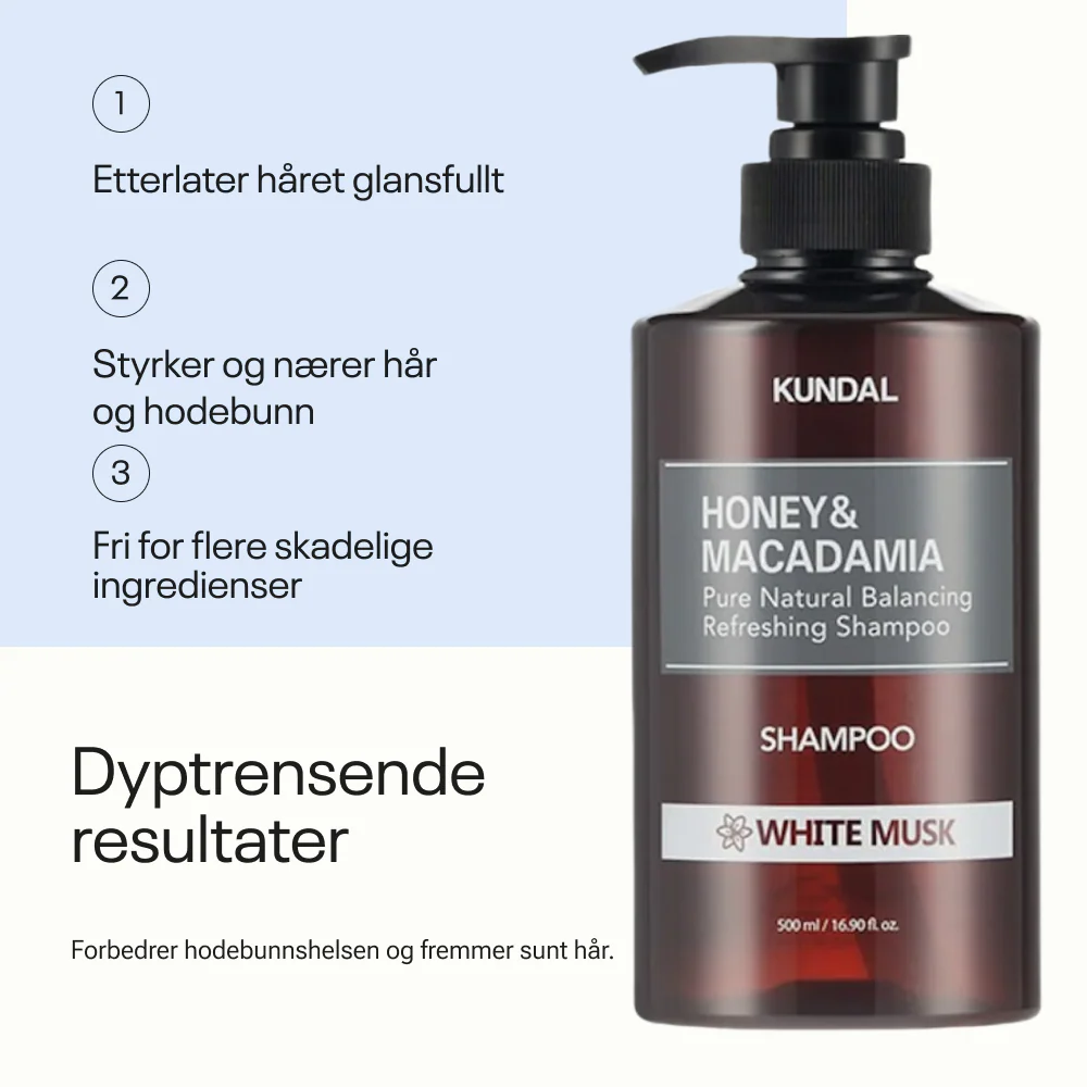 Kundal Honey & Macadamia Pure Natural Refreshing Shampoo White Musk 500ml - Image 5