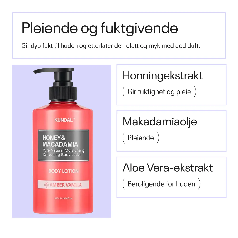 Kundal Honey & Macadamia Pure Body Lotion Amber Vanilla 500ml - Image 2