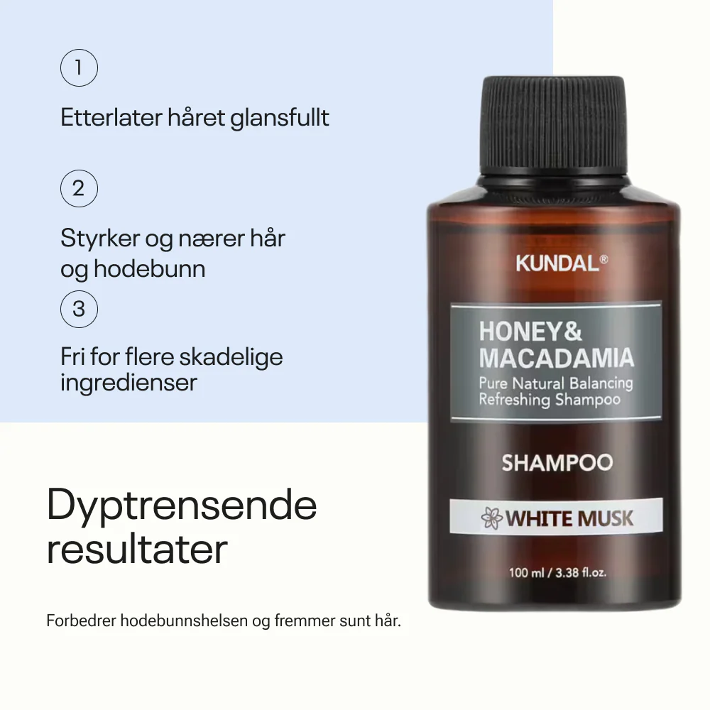 Kundal Honey & Macadamia Pure Natural Refreshing Shampoo White Musk 100ml - Image 5