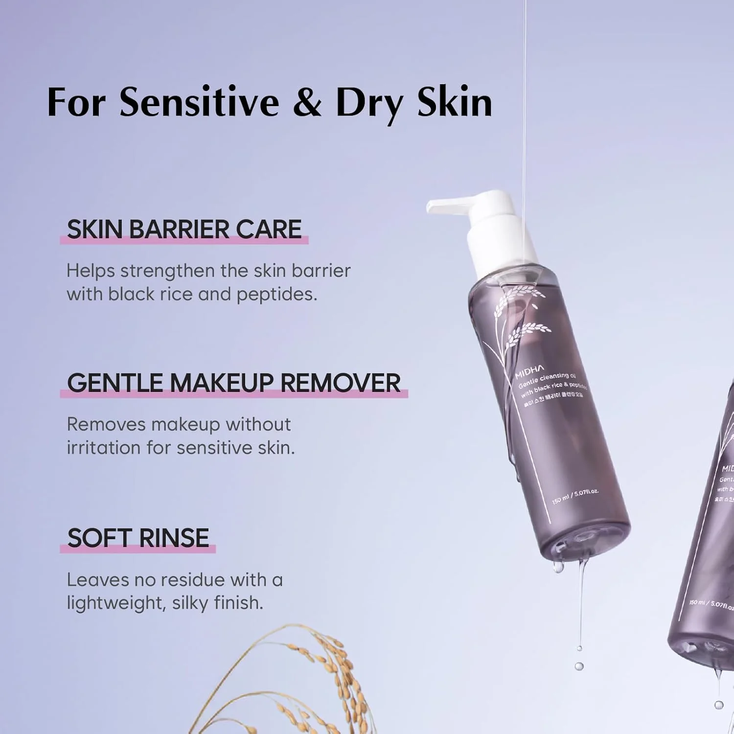 Midha Gentle Cleansing Oil With Black Rice & Peptides - Image 6