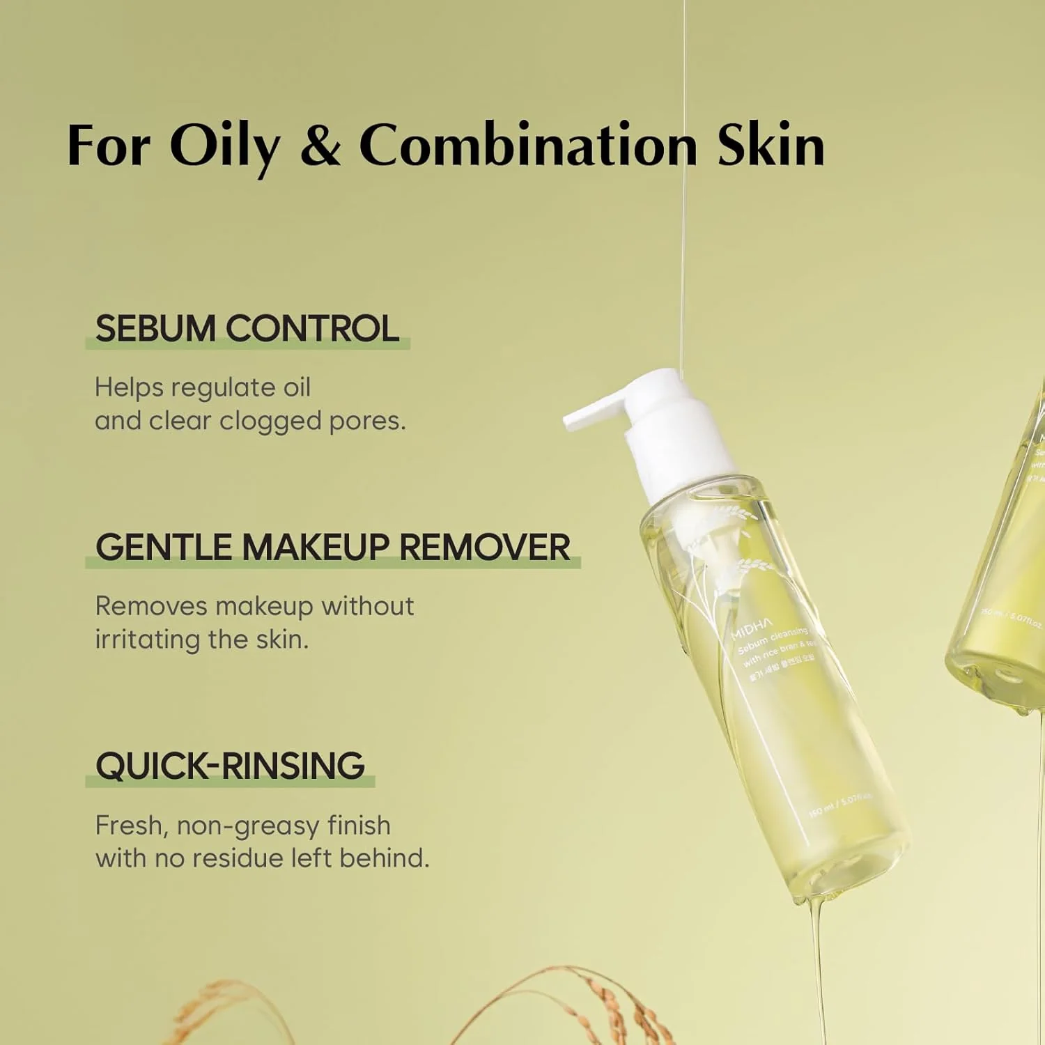 Midha Sebum Cleansing Oil With Rice Bran & Tea Tree - Image 3