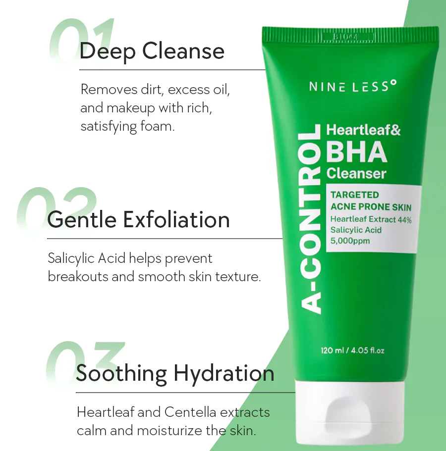 Nine Less A-Control Heartleaf & BHA Cleanser - Image 2