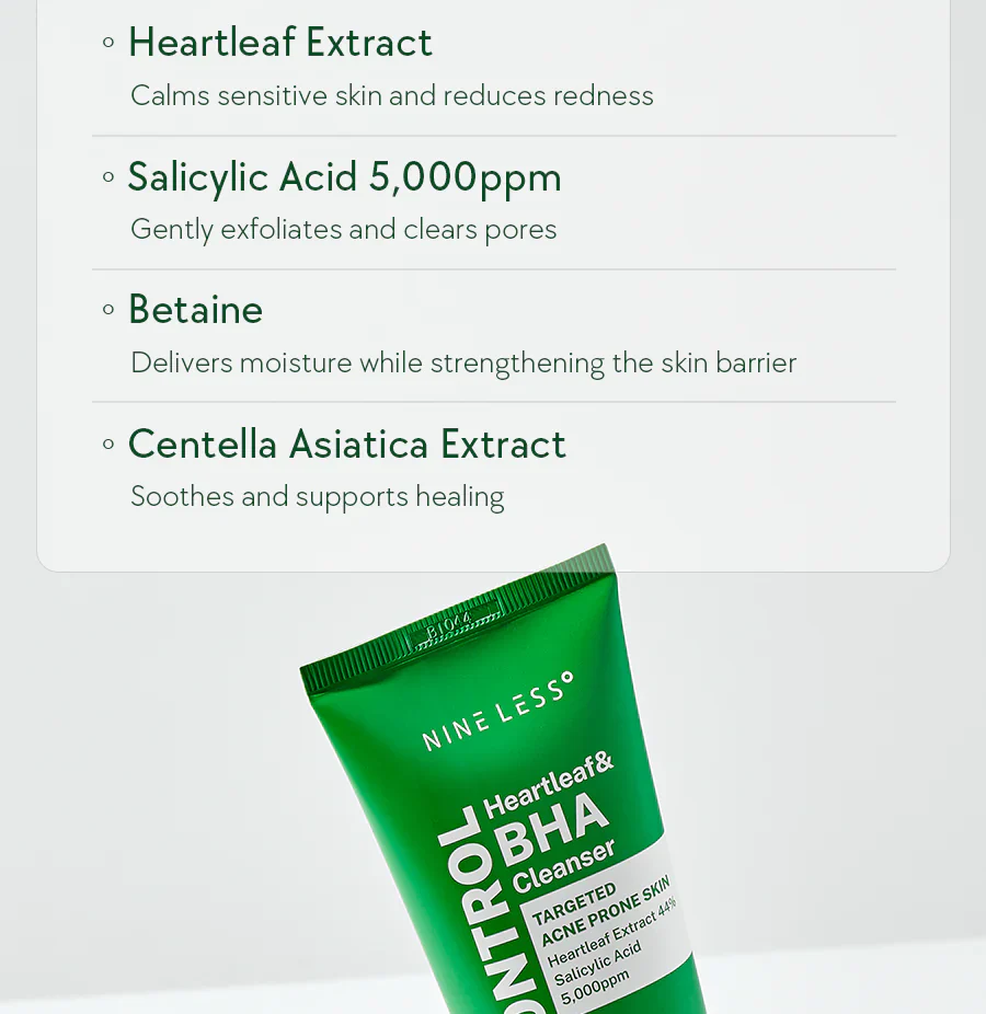 Nine Less A-Control Heartleaf & BHA Cleanser - Image 3