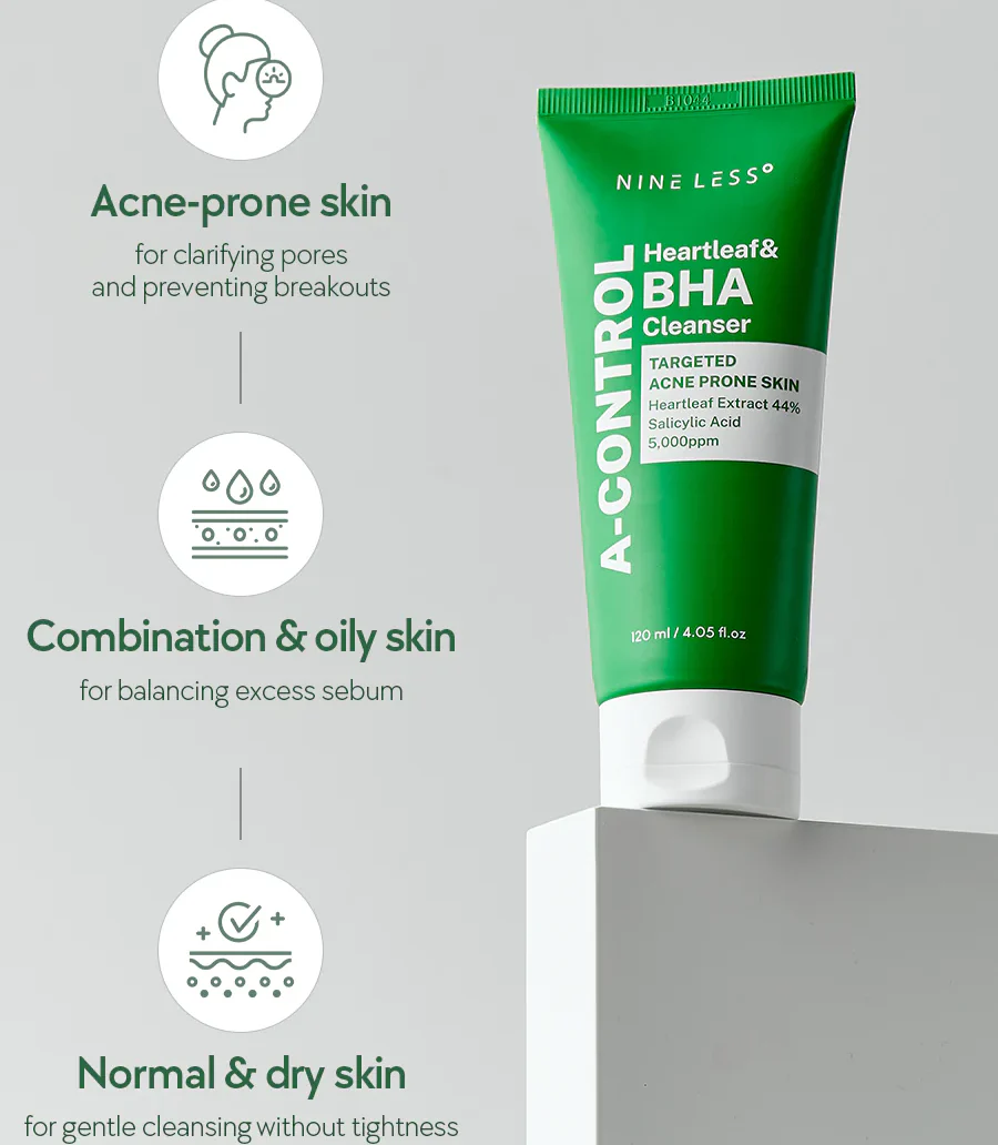 Nine Less A-Control Heartleaf & BHA Cleanser - Image 4