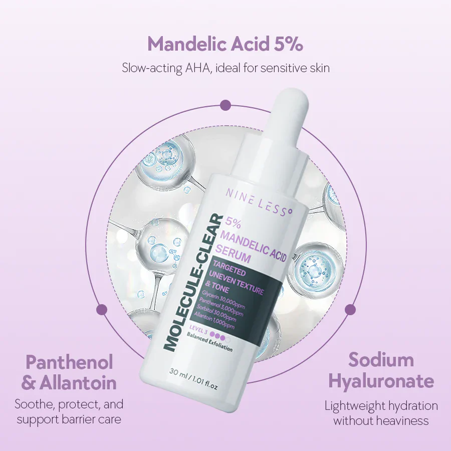 Nine Less Molecule-Clear 5% Mandelic Acid Serum - Image 3